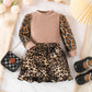 Long-sleeved Sweatshirt And Leopard Print Skirt Two-piece Set