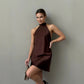 Women's Sleeveless Dress Satin Halter Mid-length