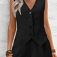 V-neck Buttons Decorative Vest Shorts Short Suit