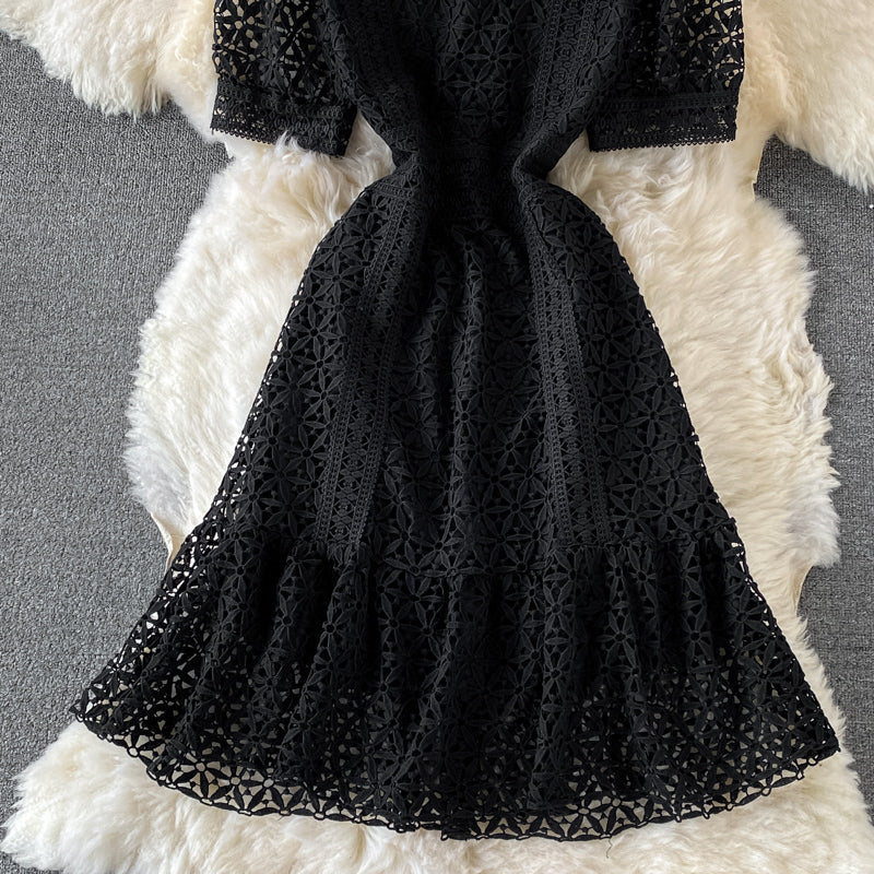 Women's Temperament Standing Collar Lace Dress