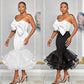 New Slim-fit Contrast Colors Bandeau One-shoulder Three-dimensional Hip Skirt