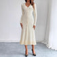 Women's Waist-Cinching Vintage Button Knit Dress