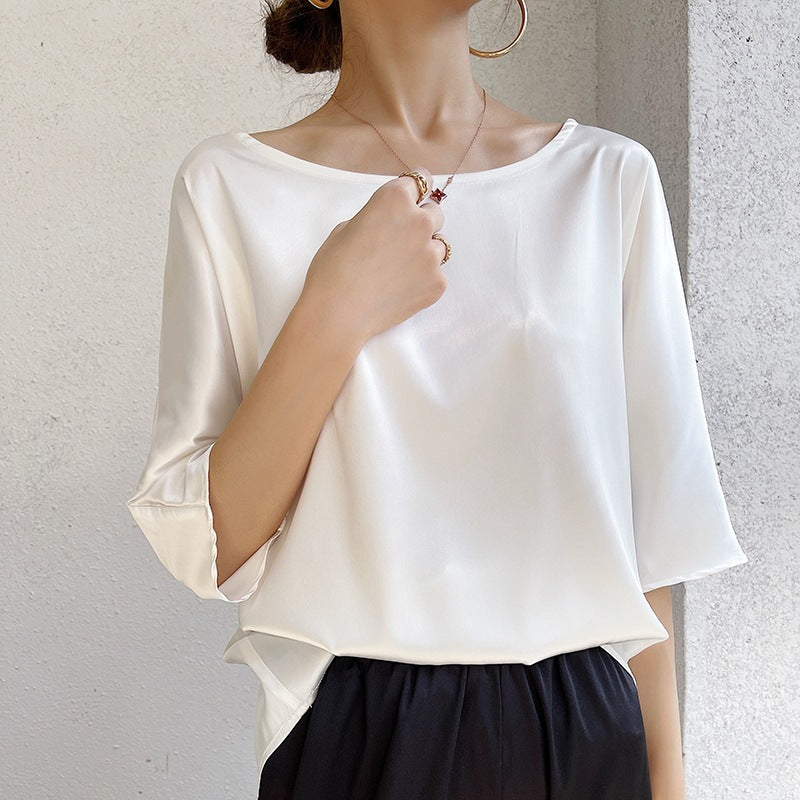 Women's Round Neck Loose Half Sleeve Top