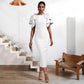 Double Shoulder Bow Slim Fit Dress