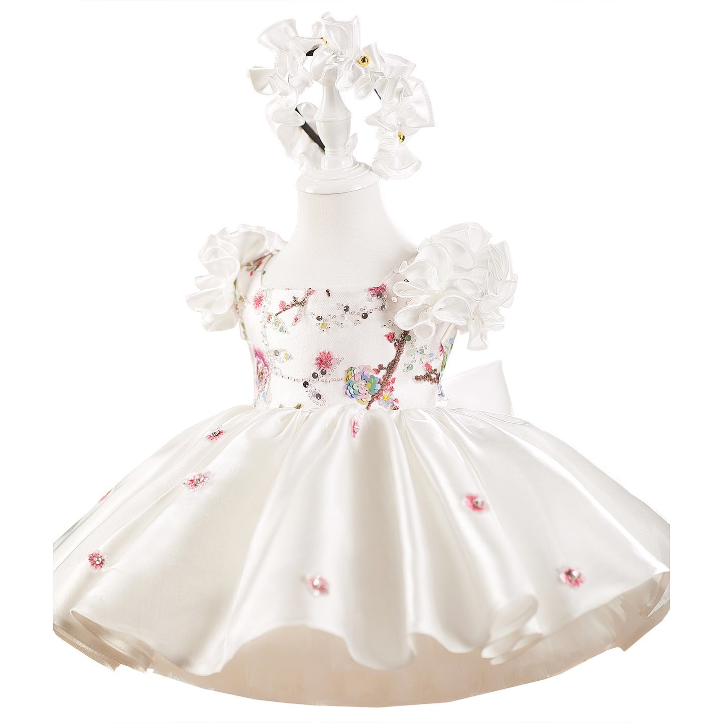White Umbrella Princess Little Girl's Birthday Dress