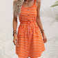 New Striped Sleeveless Square Neck Printed Slip Dress