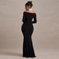 Robe longue moulante à col licou et couleur contrastée pour femme