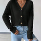 Women's Loose Long Sleeve Knitted Coat Solid Color Breasted Casual