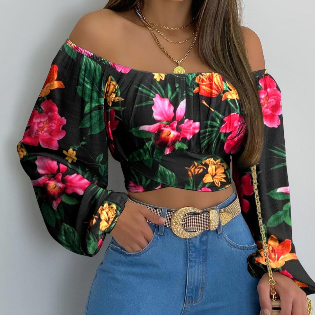 Women's New Off-shoulder Printed Top