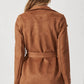 Women's Solid Color Suit Cardigan Large Lapel Suede Long Sleeve Coat