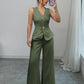Simple-style Vest And Straight-leg Pants Womens Summer Two-piece Set