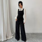 Womens Elegant Color Block Shirt Jumpsuit Set