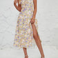 French-style Slip Dress With Side Slit And Print For Women