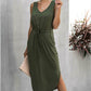 Irregular Cinched Round Neck Vest Dress