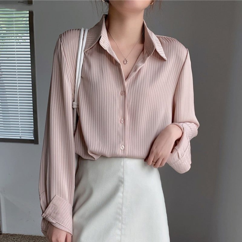 Chemise à rayures verticales pour femme, robe bandage de niche, design Sense, nouvelle collection