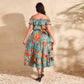 Off-shoulder Printed Maxi Dress For Women