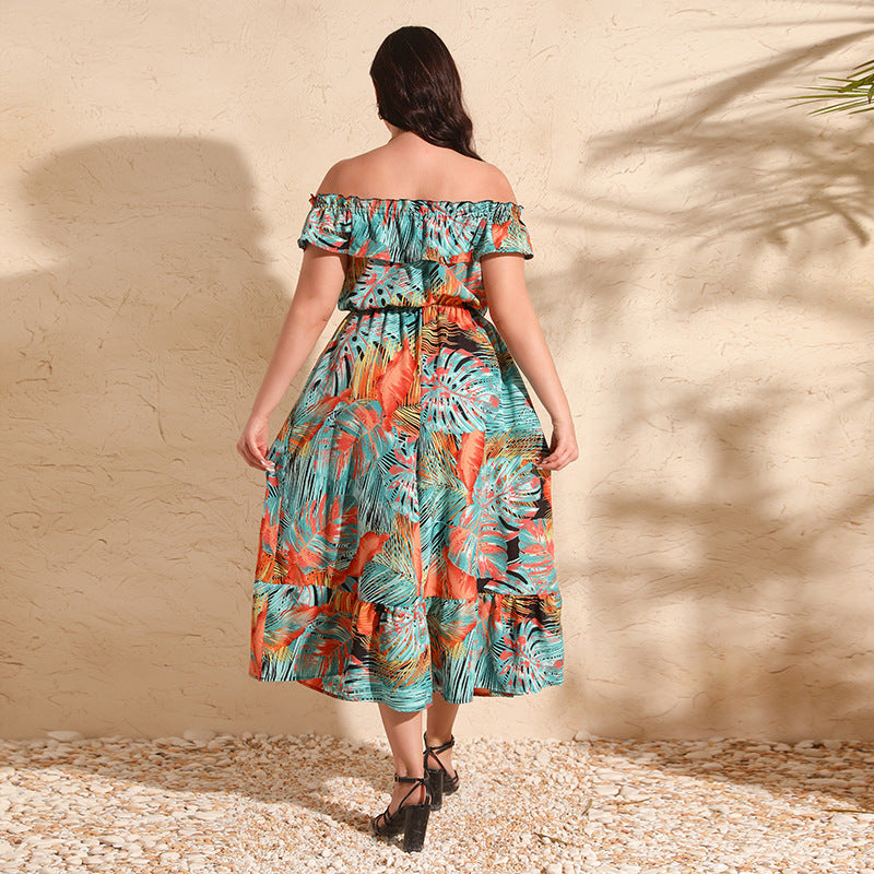 Off-shoulder Printed Maxi Dress For Women