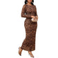 Cashew Pattern Retro Fashion Elegant Graceful Long Sleeve Dress