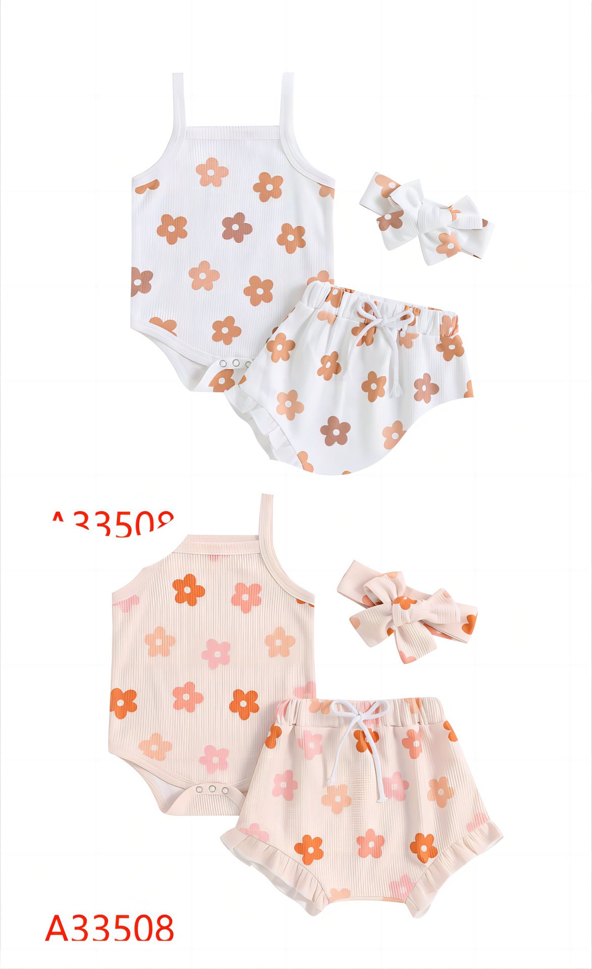 Ensemble trois pièces avec short et foulard à imprimé floral