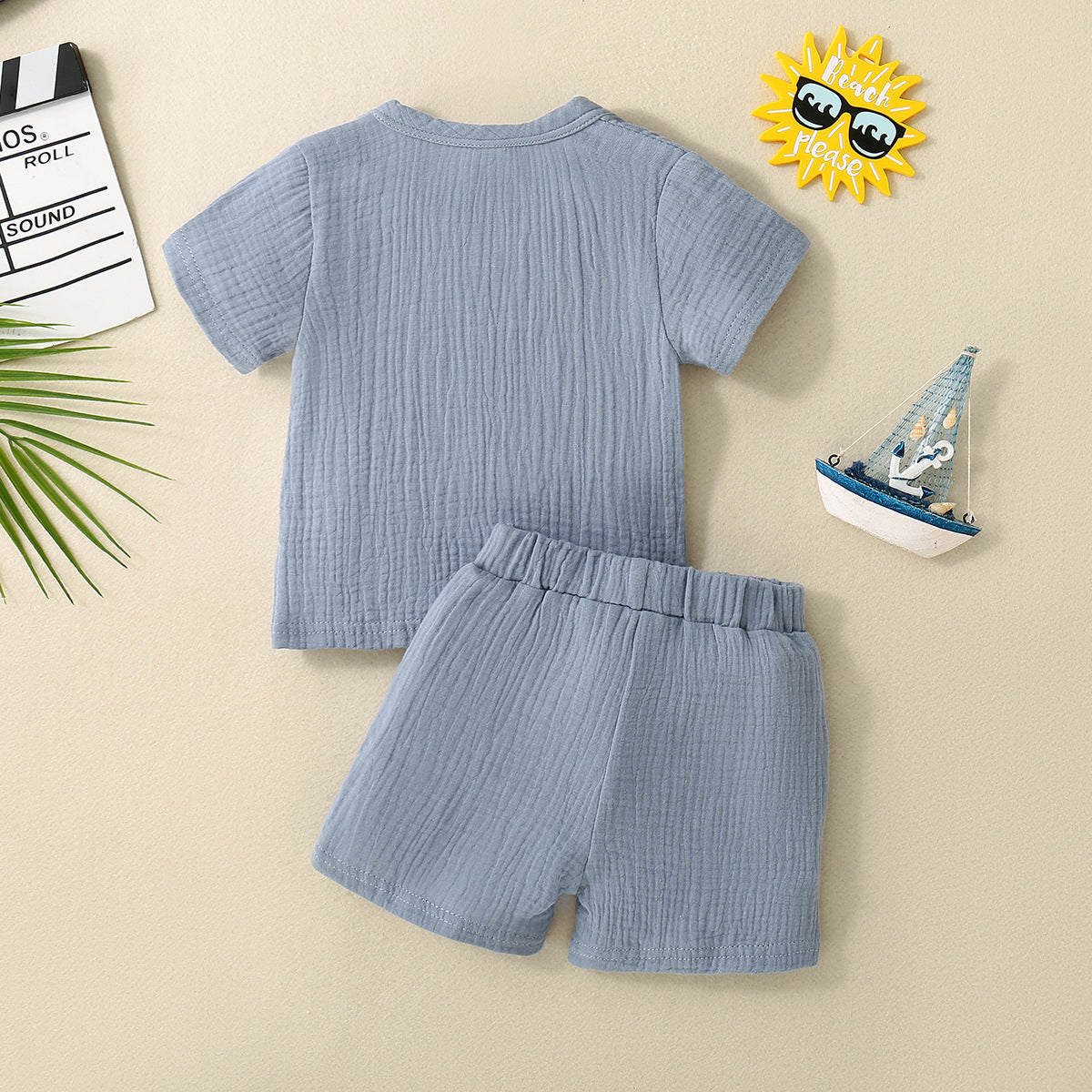 Baby's Multi-color Short Sleeve T-shirt Shorts Set