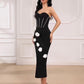 Robe bandage fleurie tridimensionnelle pour femme