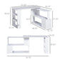 360  Rotating Home Office Desk L Shaped Corner Computer Desk With Storage Shelves, Writing Table Workstation, White