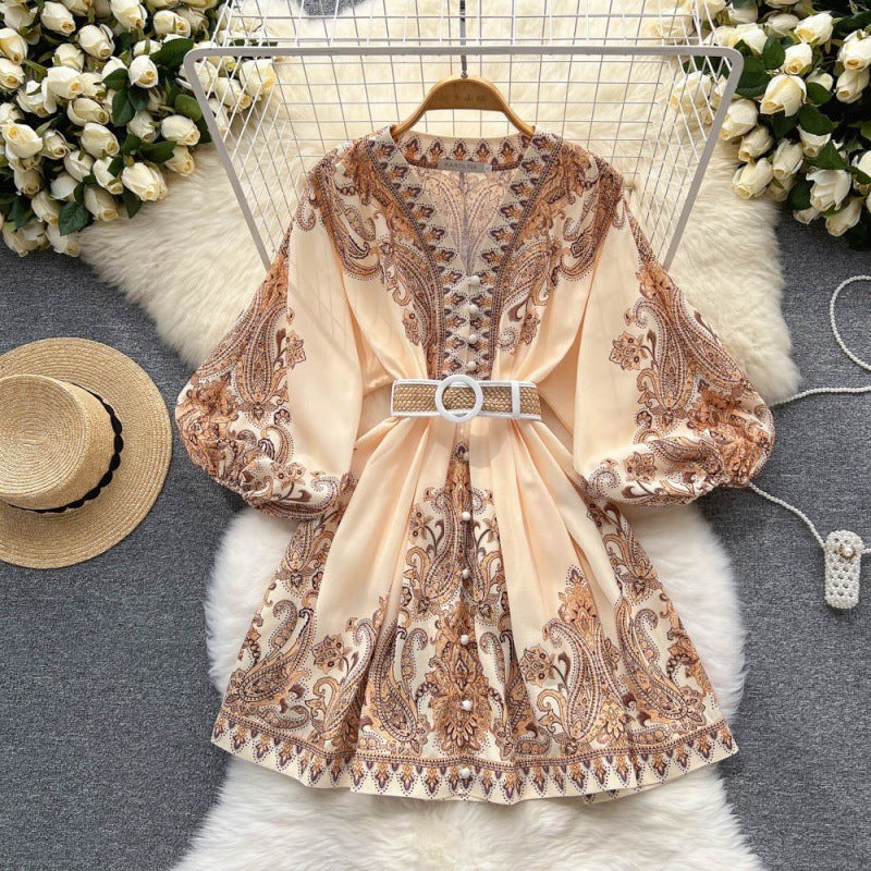 Robe mondaine tempérament col en V femme