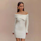 Dress Sweater Women's Long-sleeved Off-neck Knitted Tight Skirt