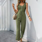 V-neck Sleeveless Jumpsuit With Belt And Pockets Summer Fashion Beach Pants Women's Clothing