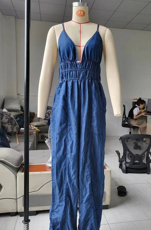 Combinaison ample décontractée et élégante pour femme, taille élastique réglable