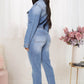 Slim-fit Stretch Foot Wash Denim Jumpsuit