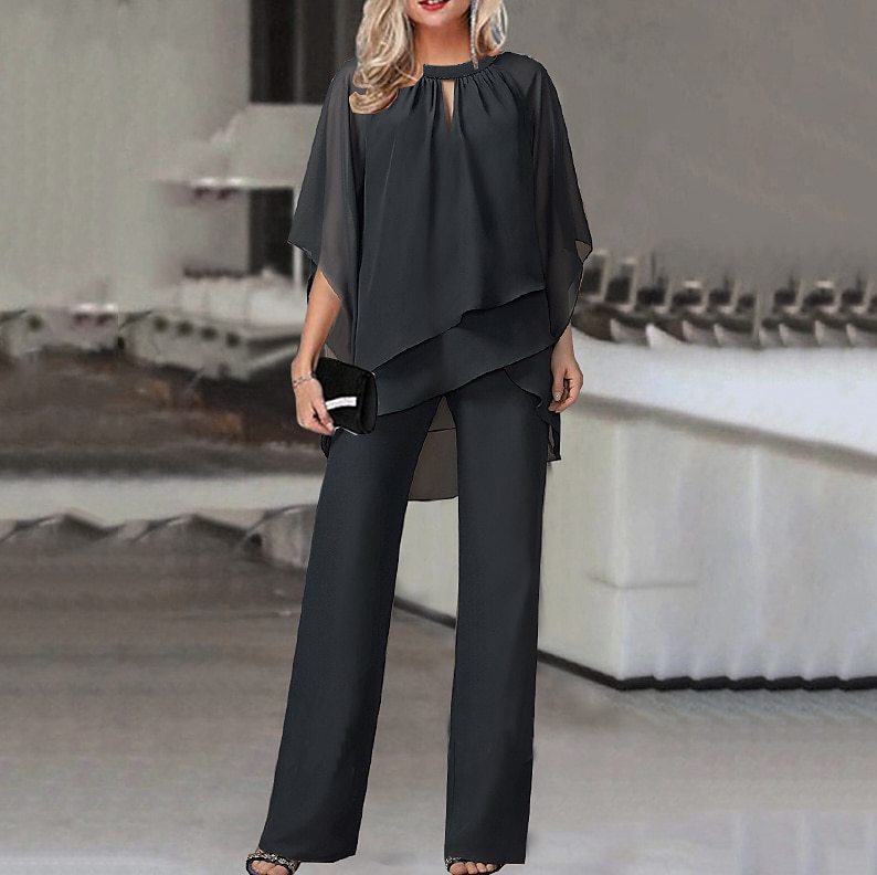 Solid Loose Casual Irregular Set