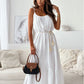 Women's Solid Color Striped Sleeveless Cotton Dress