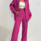 European And American Women's Clothing Solid Color Loose Drooping Smooth Pleated Casual Two-piece Suit