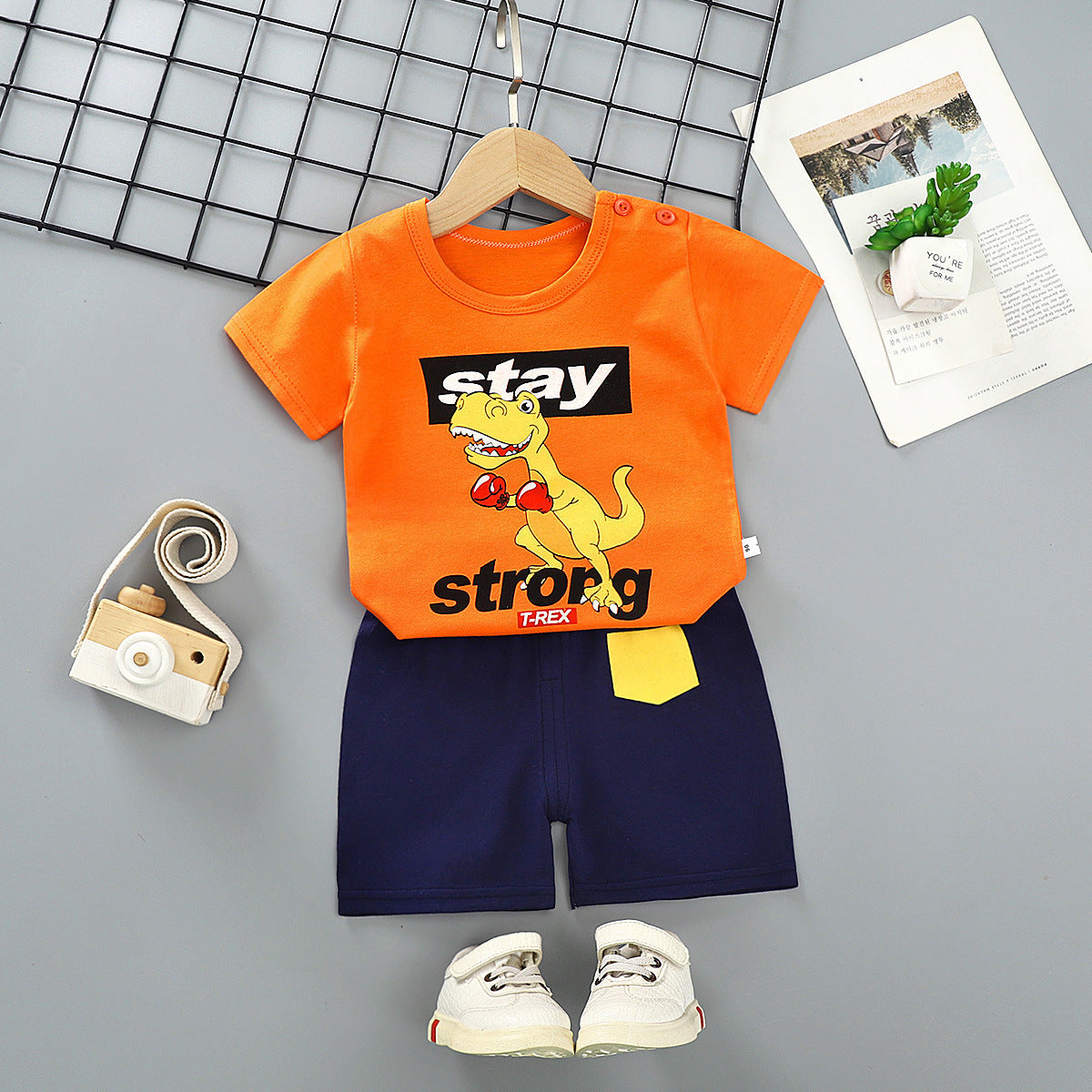 Hildren's Short-sleeved Suit Summer Cotton T-shirt