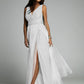 Robe de soirée sexy sans manches à col en V pour femme
