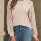 Women's Lace Patchwork Round Neck Pleated Long Sleeve Top