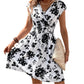 New Printed V-neck Short Sleeve Dress