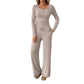 Two-piece Set Women's Long-sleeve Blouse Wide Leg Pants Fashion Casual Set