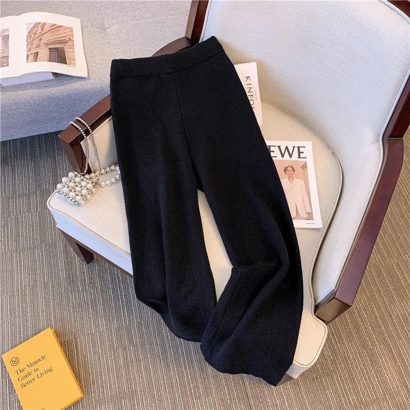 New Casual Knitted Sweater Loose Youthful-looking Wear Slimming Wide Leg Pants Two-piece Suit