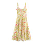 European And American Style Linen Blended Printed Sleeveless Sling Dress