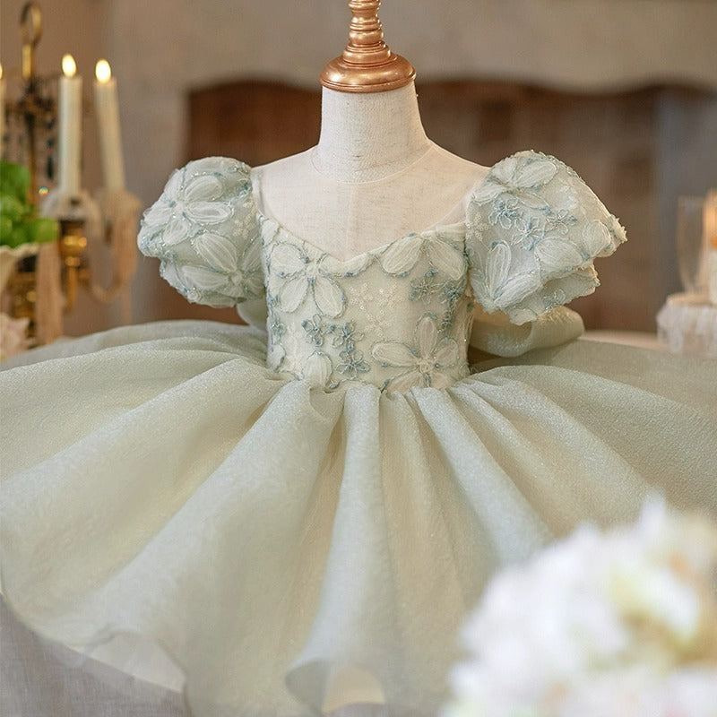 French Children's Birthday Dress Fruit Green