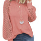 Round Collar Long Sleeves Lace Stitching Blouse Woman