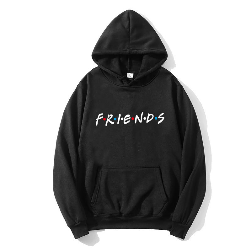 Sweat-shirt à capuche à manches longues et imprimé Letter Friend pour femme