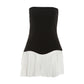 Women's Fashion Color Contrast Backless Slim Fit Tube Top Pleated Dress