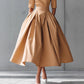 Fashionable Casual Elegant Personality Design Three-quarter Sleeve A-line Solid Color Dress