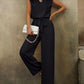 Solid Color Sleeveless V-neck Loose Top Lace-up Wide-leg Pants Casual Suit