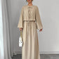 Vintage Artistic Long Sleeve Suspender Dress Suit Female Spring