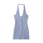 European, American And French Style Fashion Stretch Hanging Collar Dress