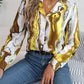 Casual Contrast Color Striped Shirt Suit Collar Long Sleeve Shirt